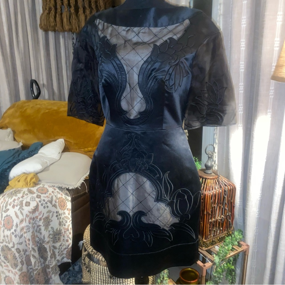 Temperley London Black Embroidered Mini Dress